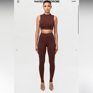 Naked Wardrobe Ribbed Leggings in Chocolate NWOT